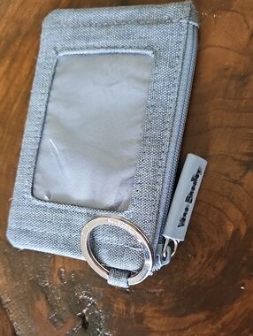 Vera Bradley Silver/Light Gray Card ID Holder with Key Ring
